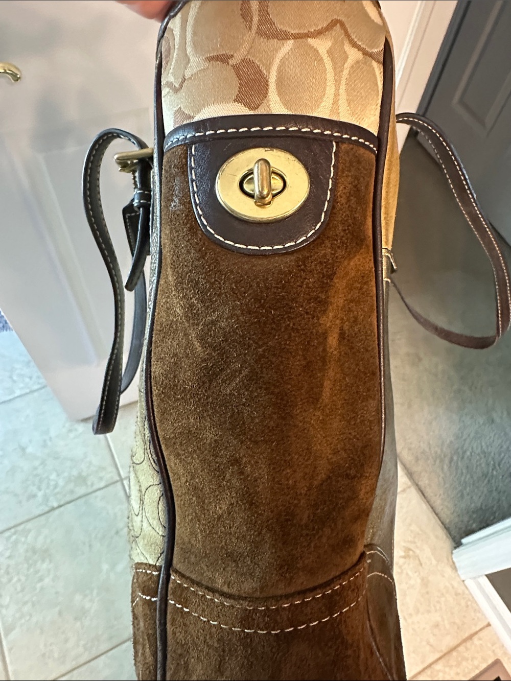 Coach Metallic Patchwork Tote in Brown and Gold - Picture 6 of 6